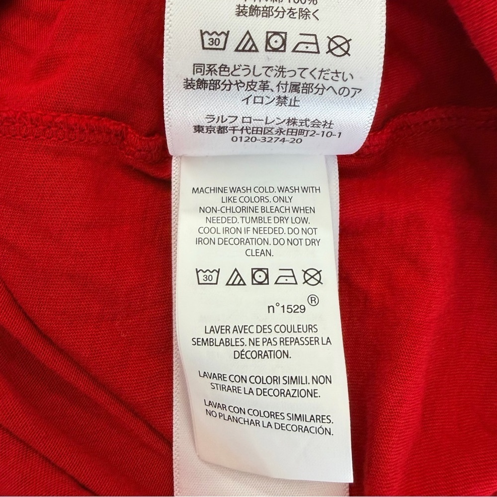 Polo by Ralph Lauren Women's Red V-Neck T-Shirt | S - Picture 6 of 6